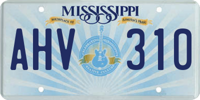 MS license plate AHV310
