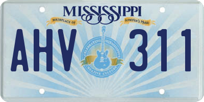 MS license plate AHV311