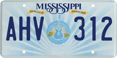 MS license plate AHV312