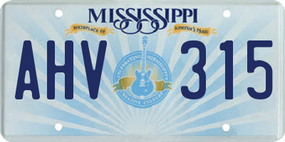 MS license plate AHV315