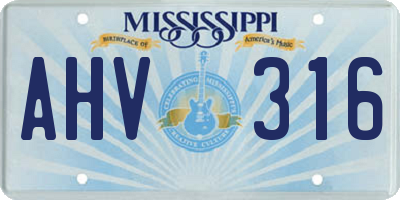 MS license plate AHV316