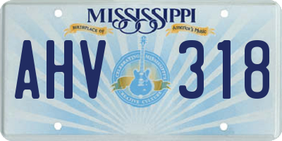 MS license plate AHV318