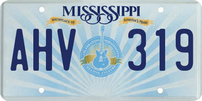 MS license plate AHV319