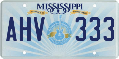 MS license plate AHV333