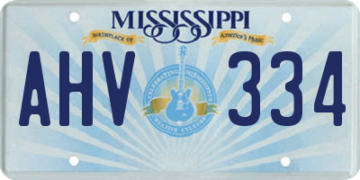 MS license plate AHV334
