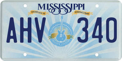 MS license plate AHV340