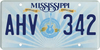 MS license plate AHV342