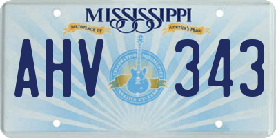 MS license plate AHV343
