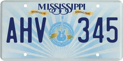 MS license plate AHV345