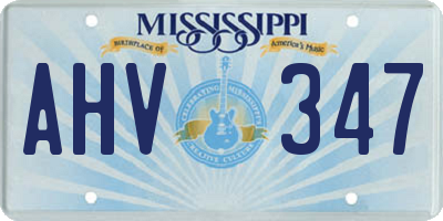 MS license plate AHV347