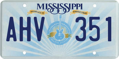 MS license plate AHV351