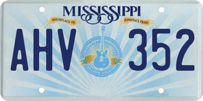 MS license plate AHV352