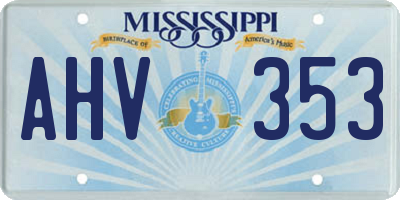 MS license plate AHV353