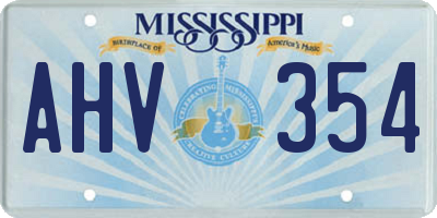 MS license plate AHV354
