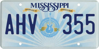 MS license plate AHV355