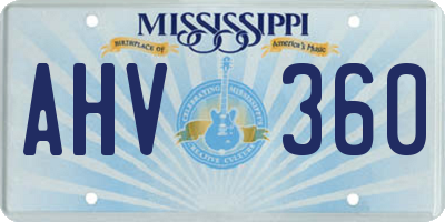 MS license plate AHV360