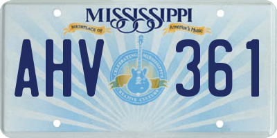 MS license plate AHV361