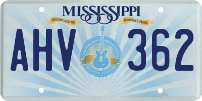 MS license plate AHV362
