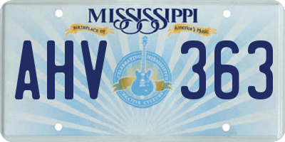 MS license plate AHV363