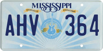 MS license plate AHV364