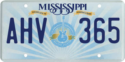 MS license plate AHV365
