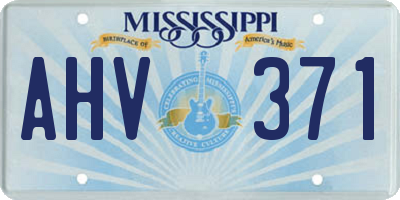 MS license plate AHV371