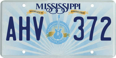 MS license plate AHV372