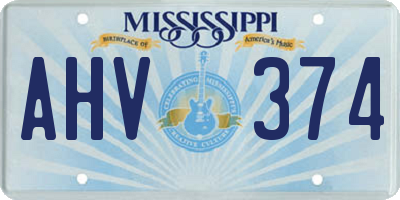 MS license plate AHV374