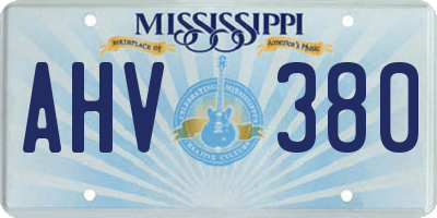 MS license plate AHV380