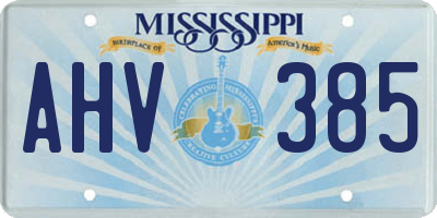 MS license plate AHV385