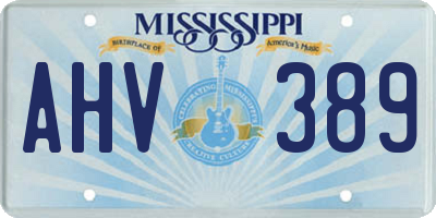 MS license plate AHV389