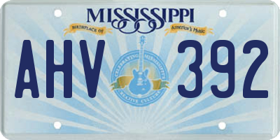 MS license plate AHV392