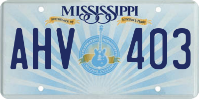 MS license plate AHV403
