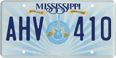 MS license plate AHV410
