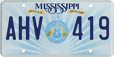MS license plate AHV419