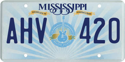 MS license plate AHV420