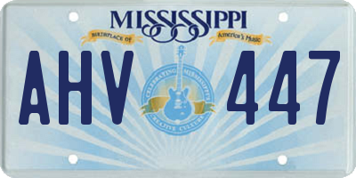 MS license plate AHV447