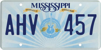 MS license plate AHV457