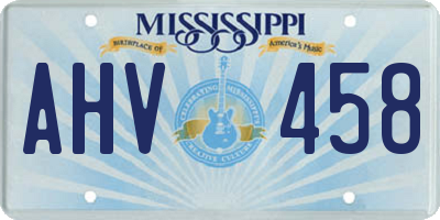 MS license plate AHV458