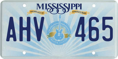 MS license plate AHV465