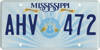 MS license plate AHV472