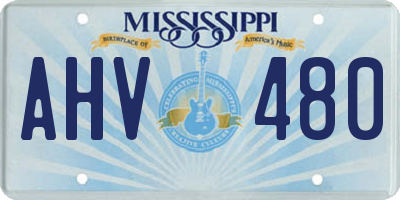 MS license plate AHV480