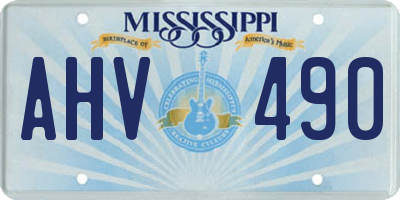 MS license plate AHV490