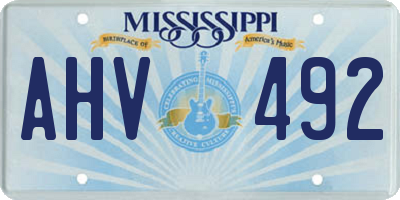 MS license plate AHV492
