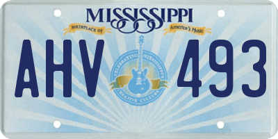 MS license plate AHV493