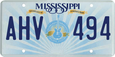 MS license plate AHV494