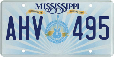 MS license plate AHV495