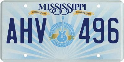 MS license plate AHV496