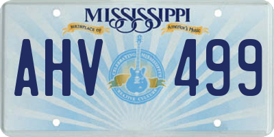 MS license plate AHV499