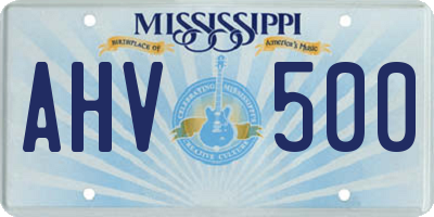 MS license plate AHV500